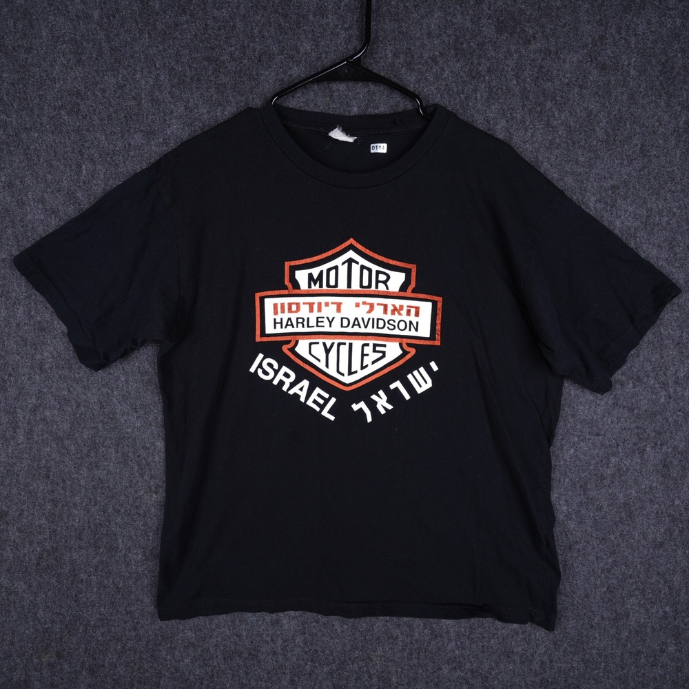 Vintage Harley Davidson T Shirt Mens L Black Good Israel Hebrew Logo Jerusalem